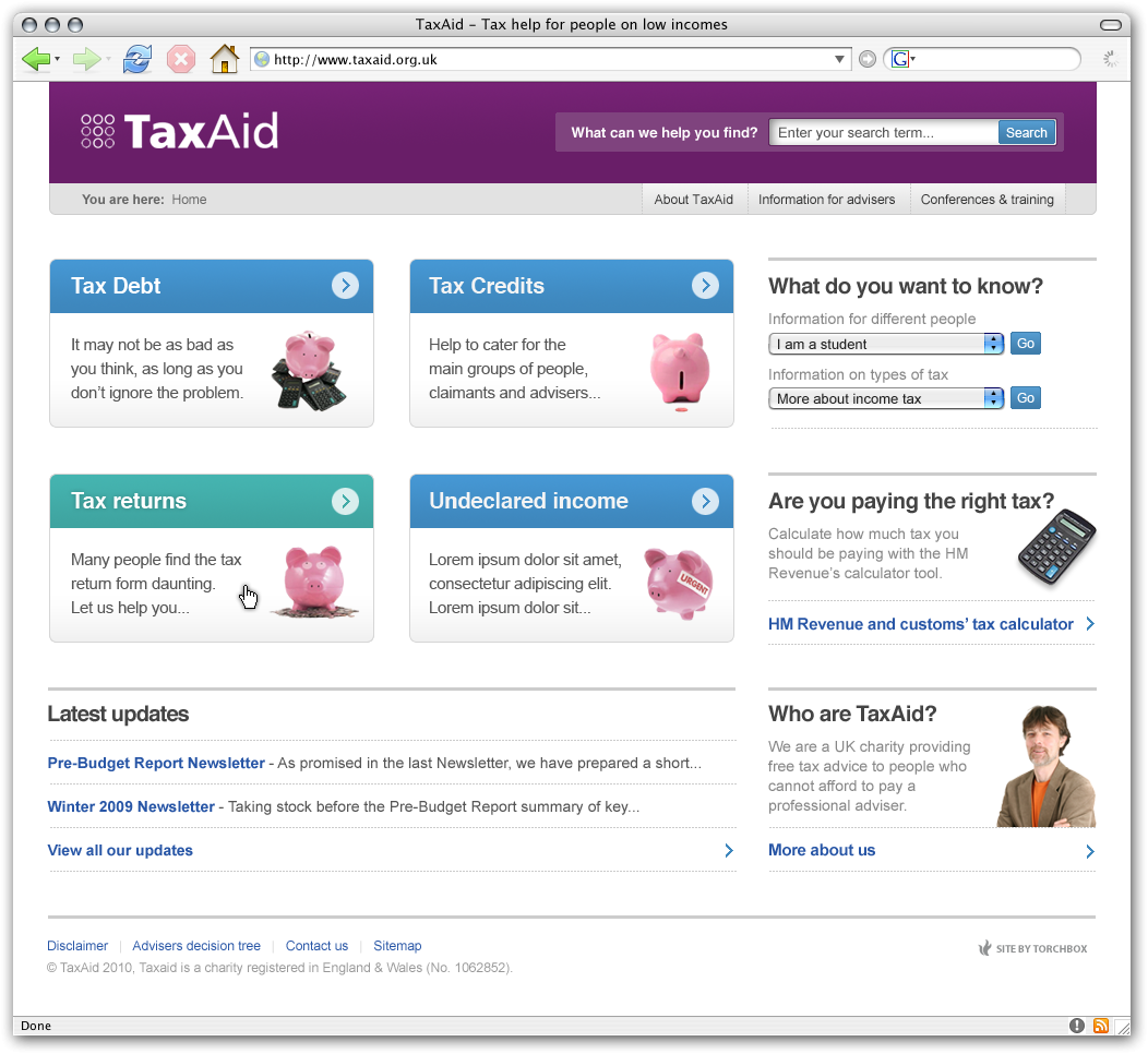 Taxaid homepage