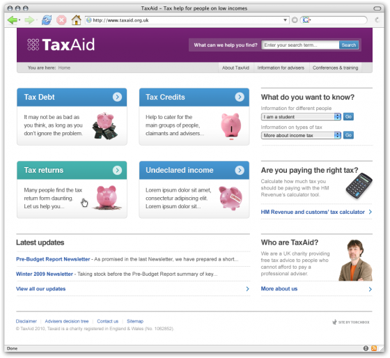 Taxaid homepage